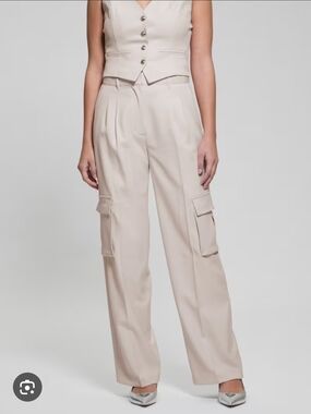 Guess Eco Matea Perfect Cargo Pants  Beige Wide-Leg